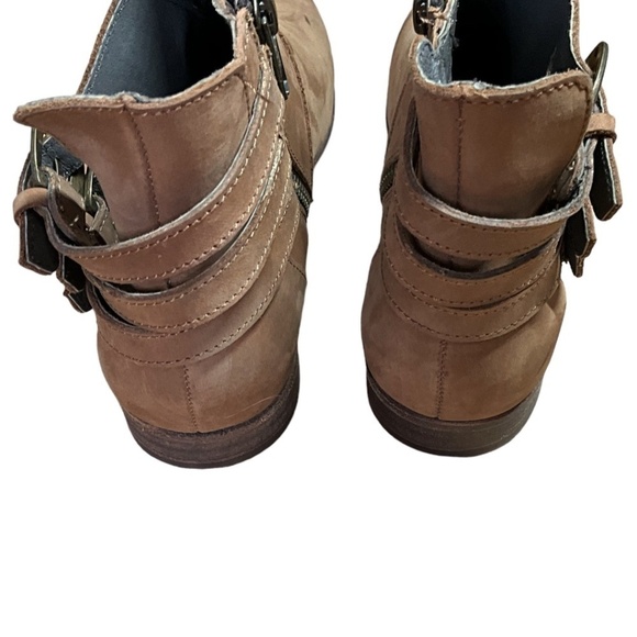 WOLVERINE Genuine Nubuck Leather Open Bootie Inside Zippers in Cognac Sz 7B - Picture 6 of 10